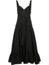 Proenza Schouler Sleeveless Poplin Drop-waist Midi Dress In Black