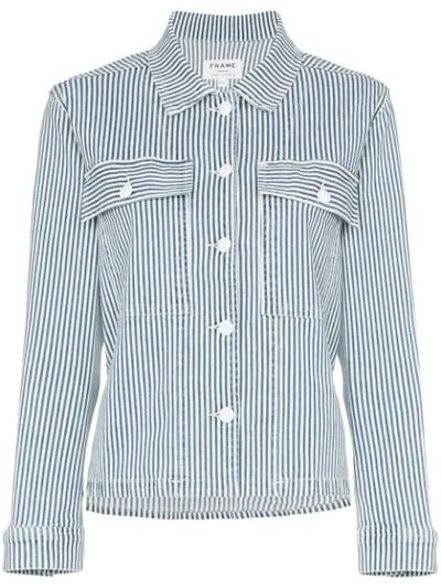 Frame Engineer Stripe Denim Shirt Jacket In Blue