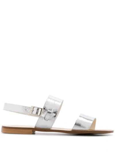 Fabio Rusconi Metallic Flat Sandals - Silver