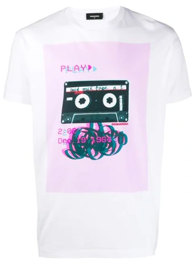 Dsquared2 Tape Print T-shirt In White