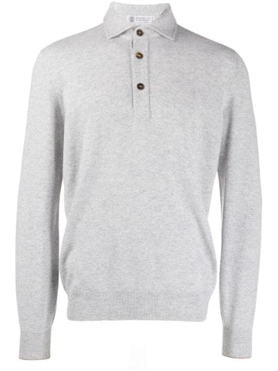Brunello Cucinelli Polo Neck Sweater In Grey