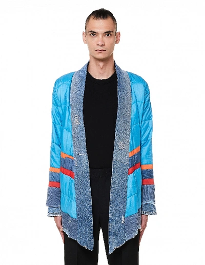 Greg Lauren Blue & Orange Puffy Kimono Jacket