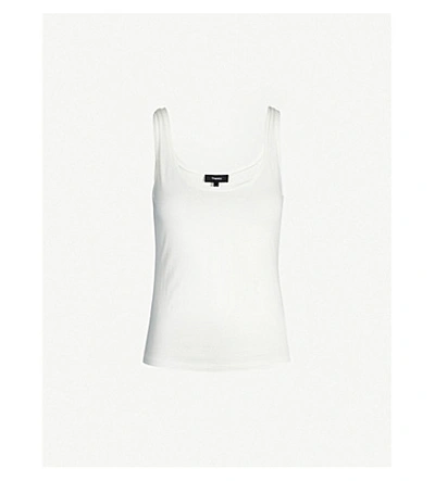 Theory Tiny Pima Cotton Vest In Cream Ecru