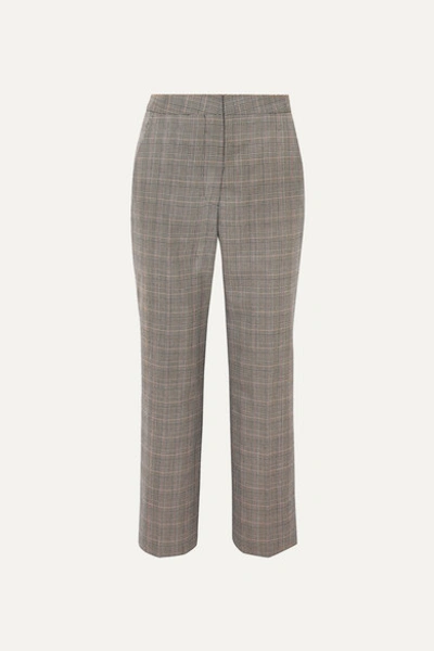 Stella Mccartney Prince Of Wales Check-print Cropped High-rise Wool Trousers In Black