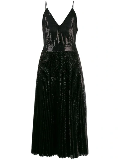 Msgm Sequin Pleated Maxi Dress In Black