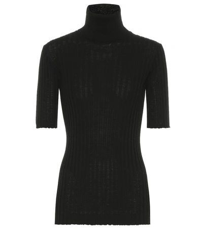 Bottega Veneta Ribbed Merino Wool-blend Turtleneck Sweater In Black