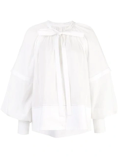 Proenza Schouler L/s Gathered Top-cotton Voile In White