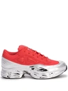 Adidas Originals Raf Simons X Adidas - Ozweego Metallic Wrap Mesh And Leather Trainers - Mens - Red Multi