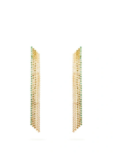 Lynn Ban Waterfall Sapphire & Gold-plated Earrings In Green
