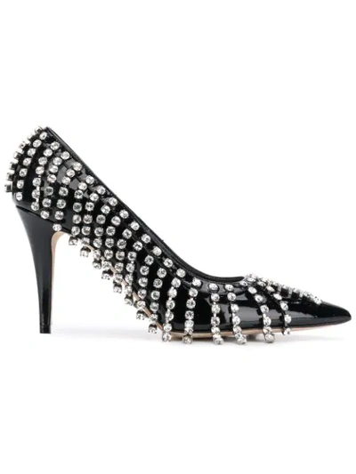 Christopher Kane Crystal-embellished Patent-leather Pumps In Black