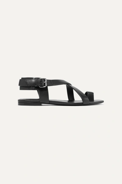 Saint Laurent Hiandra Toe-loop Leather Sandals In Black