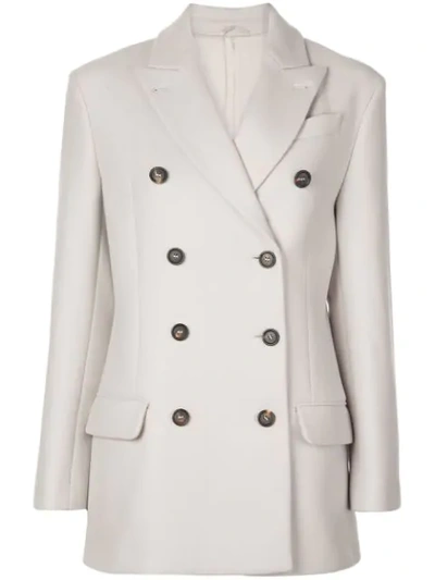 Brunello Cucinelli Wool Double-breasted Military-style Peacoat In Salt