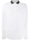 Brunello Cucinelli Beaded Collar Button-front Shirt In White