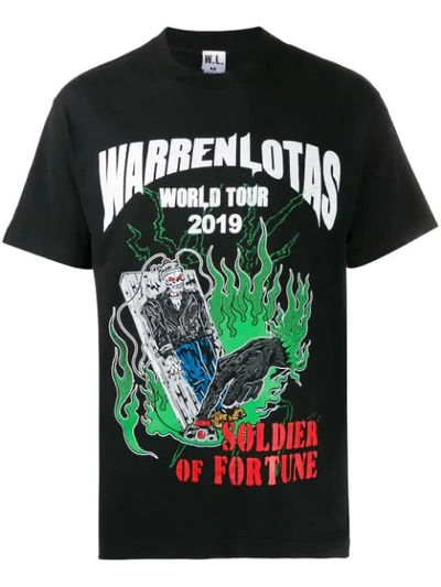 Warren Lotas World Tour Crewneck Cotton-jersey T-shirt In Black