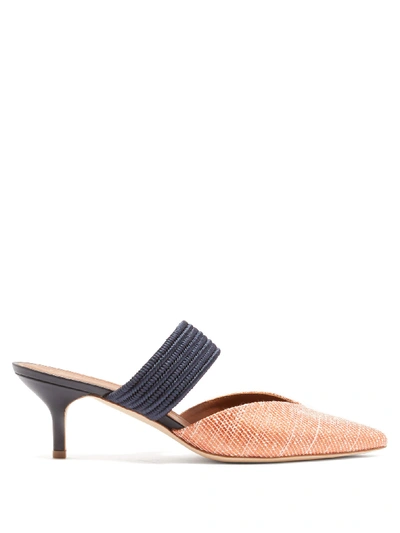 Malone Souliers Maisie 45 Raffia And Leather Mules In Orange And Other