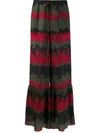 Red Valentino Floral-print Silk-georgette Flared Pants In Black