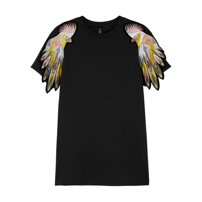 Ragyard Black Parrot-appliquéd Cotton T-shirt