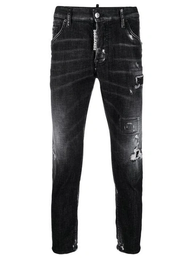 Dsquared2 16cm Skater Stretch Cotton Denim Jeans In Black