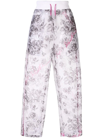 Off-white Semi-sheer Rose Motif Trousers In White