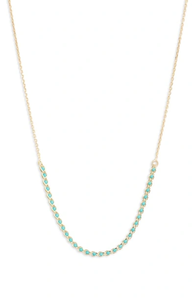 Argento Vivo Caged Crystal Frontal Necklace In Gold/ Turquoise