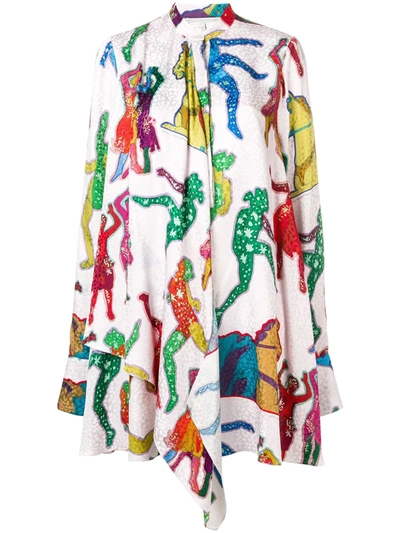 Stella Mccartney All Together Now Lucy In The Sky Diamonds Silk Shirtdress In White