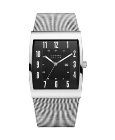 Bering Men's, Slim Solar Stainless Steel Tank Mesh Watch In Gray