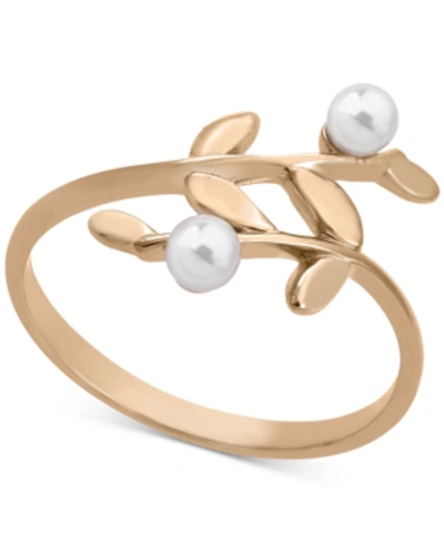 Majorica Gold-plated Sterling Silver Imitation Pearl Vine Statement Ring