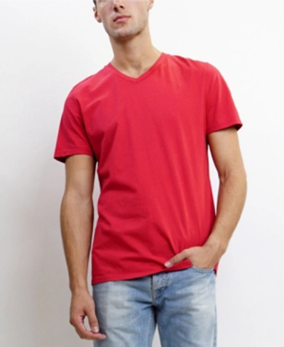 Coin 1804 Tmv002cj Mens Cotton Jersey Short-sleeve V-neck T-shirt In Flame