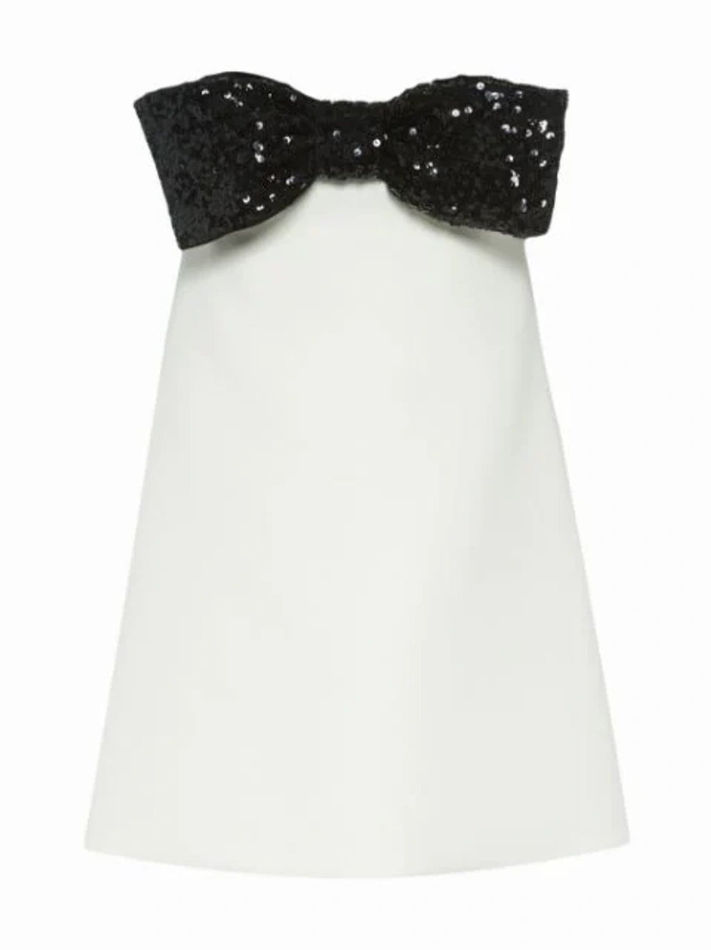 miu miu sequin bow dress Miu Miu Strapless Bow Embellished Mini Dress In Talco