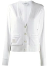 Thom Browne Logo Patch Cardigan In White