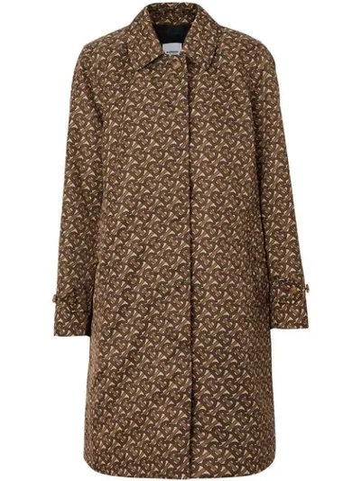 Burberry Keatsbridge Single Breasted Monogram Print Coat In Bridle Brown Ip Pttn