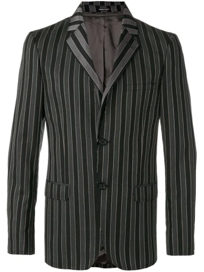 Alexander Mcqueen Stripe Tailored Jacket In Grey