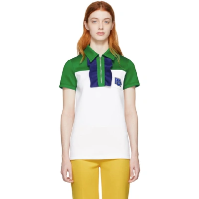 Prada White & Green Zip Polo