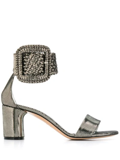 Casadei Metallic Buckle Sandals In Silver