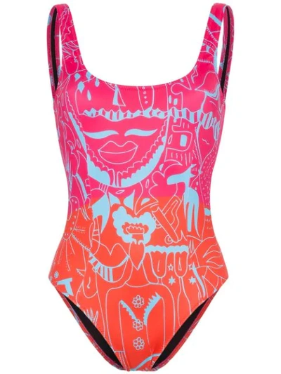 Ellie Rassia Long Island Printed Swimsuit In Multicolour