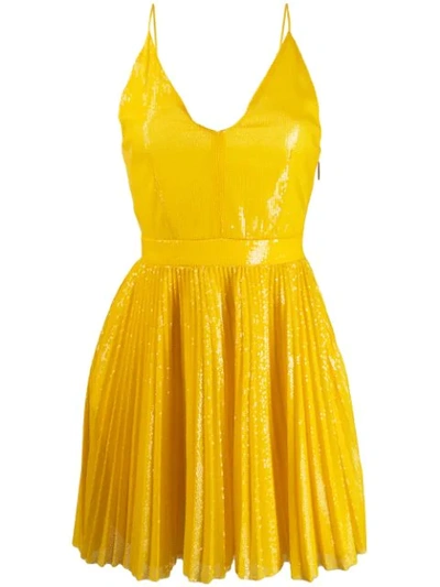 Msgm Pm Sequined Techno Mini Dress In Yellow