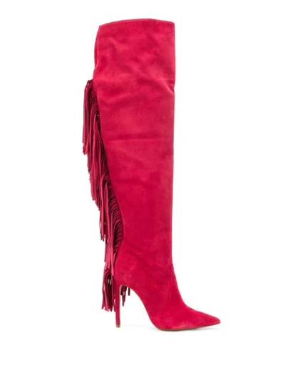 Just Cavalli Fringe Boots In Red