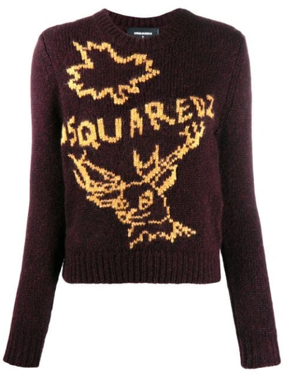 Dsquared2 Knit Logo Jumper In Red