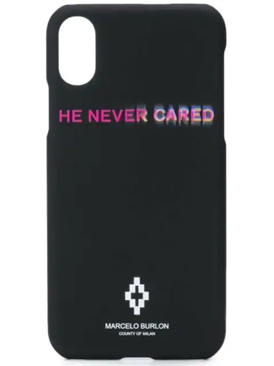 Marcelo Burlon County Of Milan He Never Cared Iphone X Case - Black