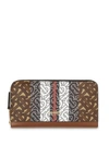 Burberry Monogram Stripe E-canvas And Leather Ziparound Wallet In Brown