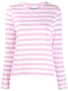 Ganni Striped Cotton Jersey Top In Moonlight Mauve In Pink