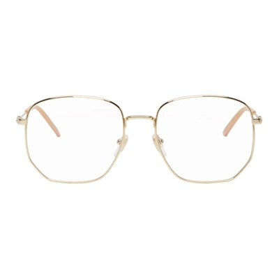 Gucci Gold And Pink Pilot Glasses In 001 Gold