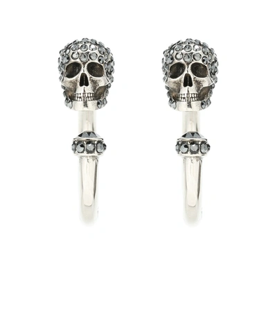Alexander Mcqueen Skull Huggie Hoop Earrings In Silver