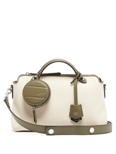 Fendi By The Way Canvas Shoulder Bag In White