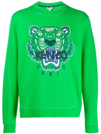 Kenzo Tiger Embroidered Sweatshirt In Green