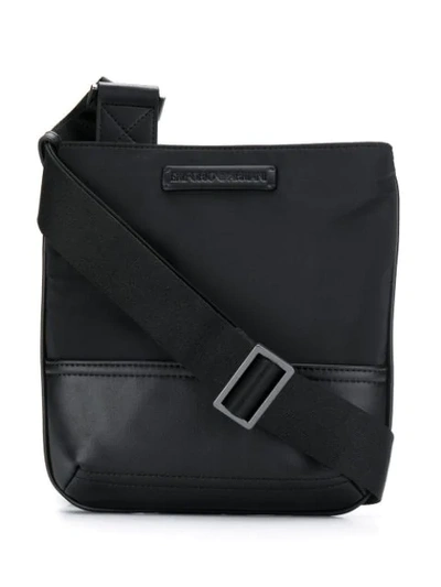 Emporio Armani Leather Trim Shoulder Bag - Black