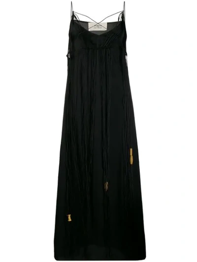 Ports 1961 Fringed Sleeveless Maxi Dress In Black