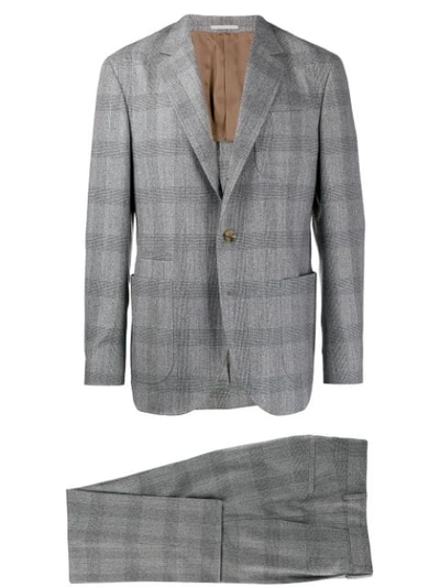 Brunello Cucinelli Check Two Piece Suit In Grey