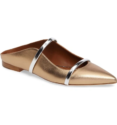 Malone Souliers Maureen Pointy Toe Flat In Gold/ Silver