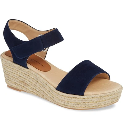 Patricia Green Corie Espadrille Wedge Sandal In Navy Leather